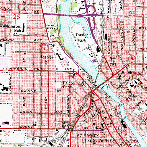 Topographic Map of Lincoln-Tallman Museum, WI