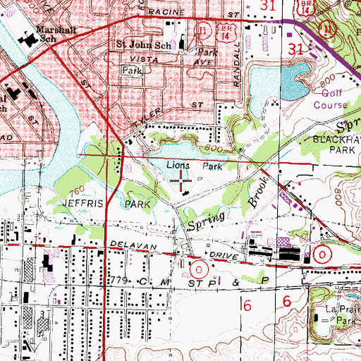 Topographic Map of Lions Beach, WI