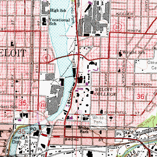 Topographic Map of Matthew A Marvin Field House, WI