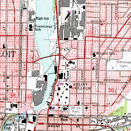 Topographic Map of Maurer Memorial Hall, WI