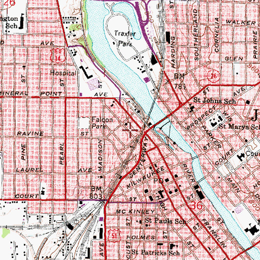 Topographic Map of Midwest Christian Center, WI