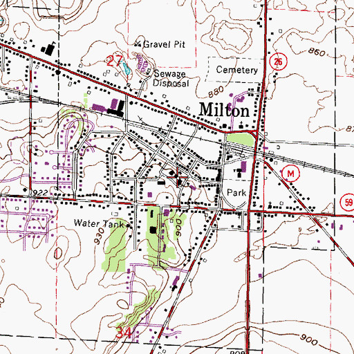 Topographic Map of Milton College (historical), WI