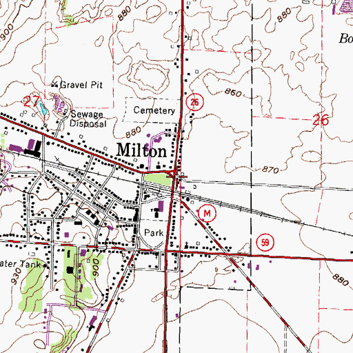 Topographic Map of Milton House Museum, WI