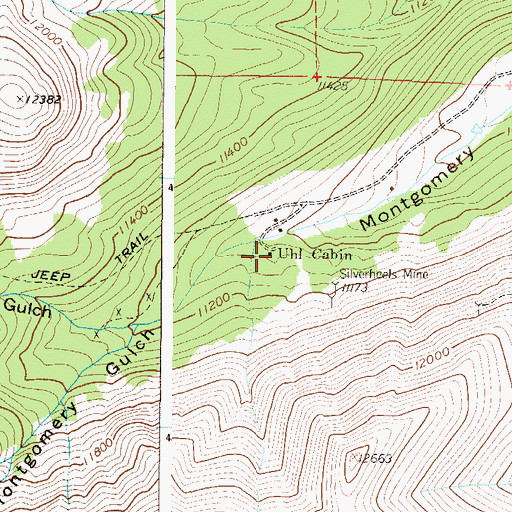 Topographic Map of Uhl Cabin, CO