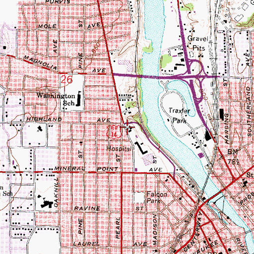 Topographic Map of Mount Calvary Lutheran Church, WI