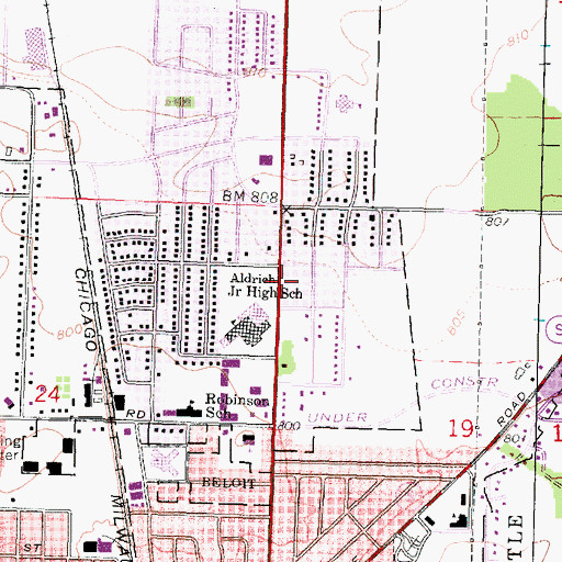 Topographic Map of New Hope United Methodist Church, WI