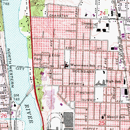 Topographic Map of New Zion Baptist Church, WI
