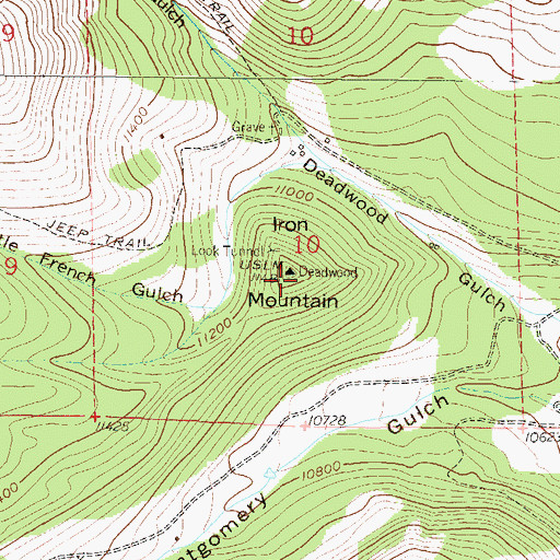 Topographic Map of Iron Mountain, CO