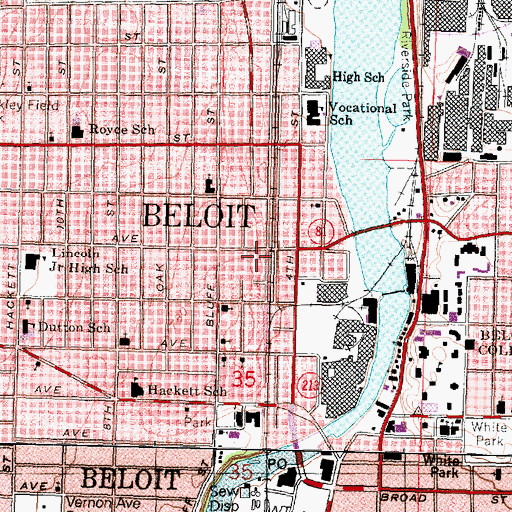 Topographic Map of Parker Public School (historical), WI