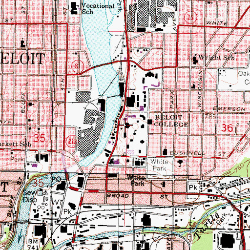 Topographic Map of Pearson Hall, WI