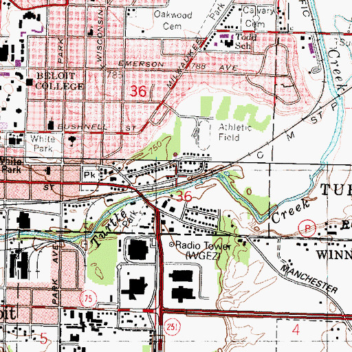 Topographic Map of Pentecostal Tabernacle Church of God in Christ, WI