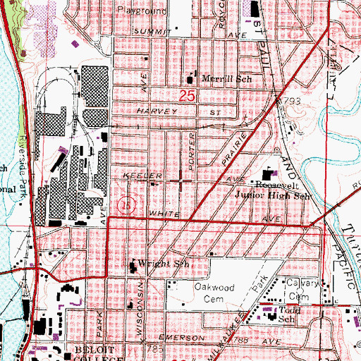 Topographic Map of Riverside Church of God in Christ, WI