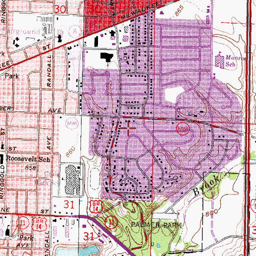 Topographic Map of Ruger Park, WI