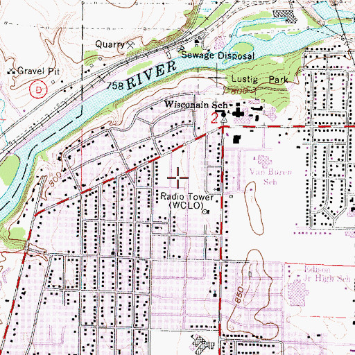Topographic Map of Rushmore Park, WI