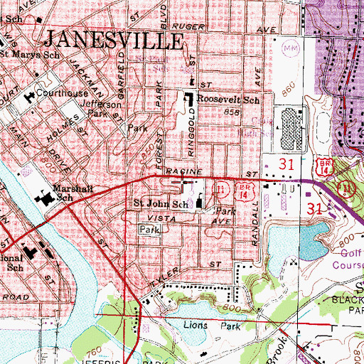 Topographic Map of Saint John Vianney Convent, WI