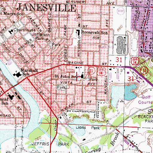 Topographic Map of Saint John Vianney Roman Catholic Church, WI