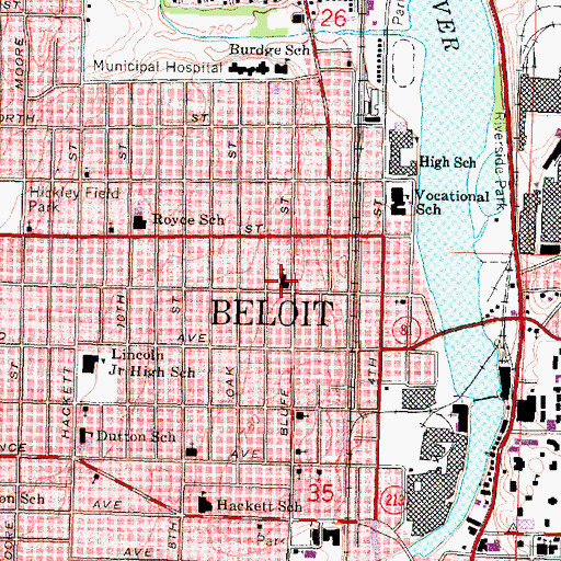 Topographic Map of Saint Johns Evangelical Lutheran Church, WI