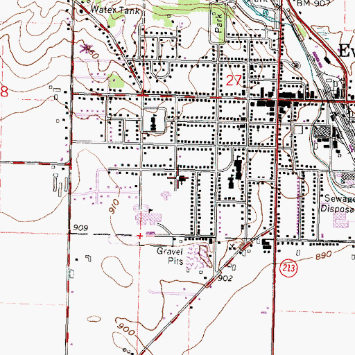 Topographic Map of Saint Johns Lutheran Church, WI