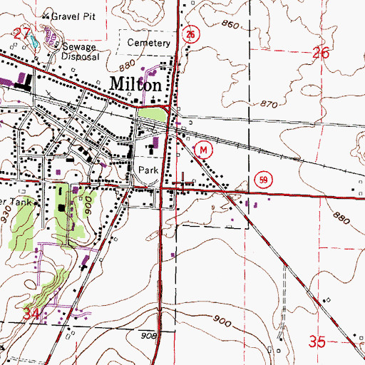 Topographic Map of Saint Johns Lutheran Church, WI