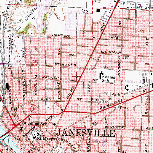 Topographic Map of Saint Matthews Evangelical Lutheran Church, WI