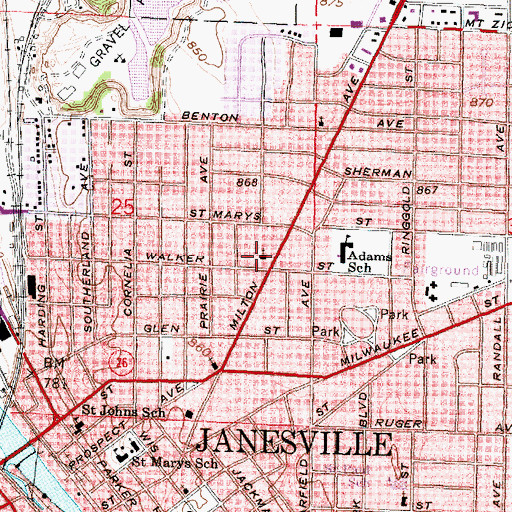 Topographic Map of Saint Matthew's Lutheran School, WI