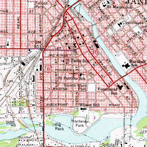Topographic Map of Saint Patricks Catholic Church, WI