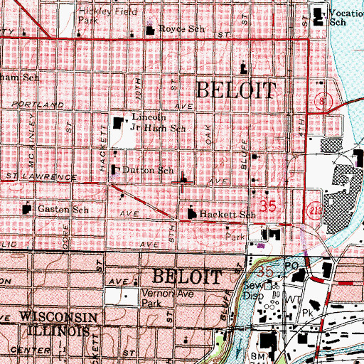 Topographic Map of Saint Paul Evangelical Lutheran Church, WI