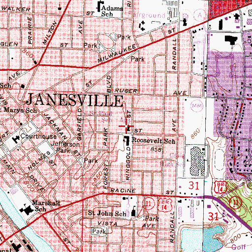 Topographic Map of Saint Pauls Evangelical Lutheran Church, WI