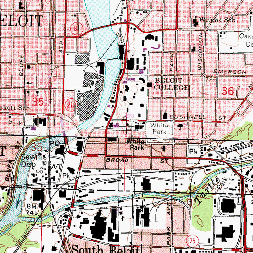 Topographic Map of Scovill Hall, WI