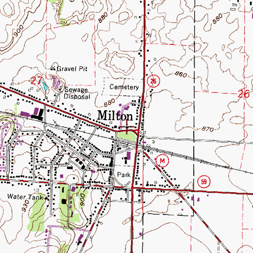 Topographic Map of Seventh Day Baptist Church, WI