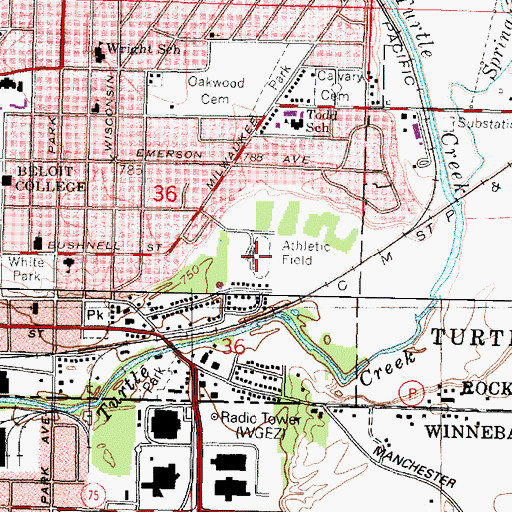 Topographic Map of Strong Memorial Stadium, WI