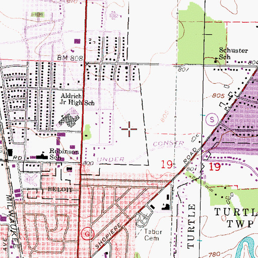 Topographic Map of Telfer Park, WI