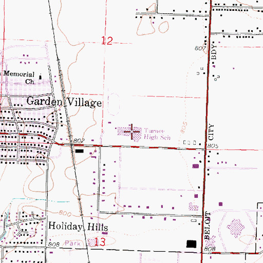 Topographic Map of Turner Middle School, WI