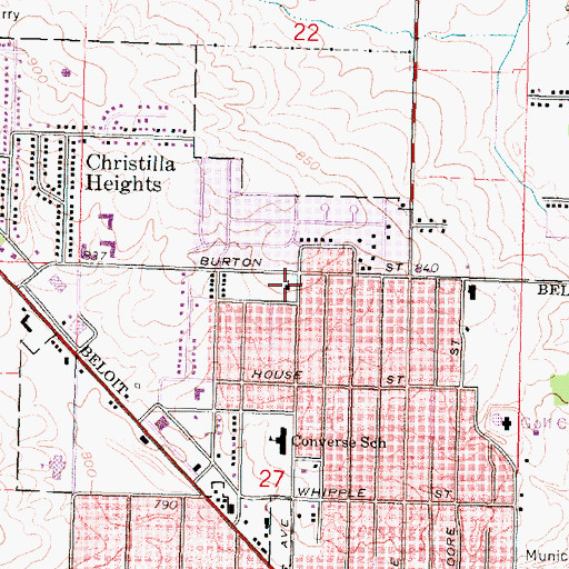 Topographic Map of Victory Baptist Church, WI