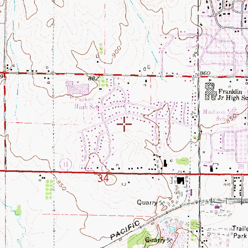 Topographic Map of Waveland Park, WI