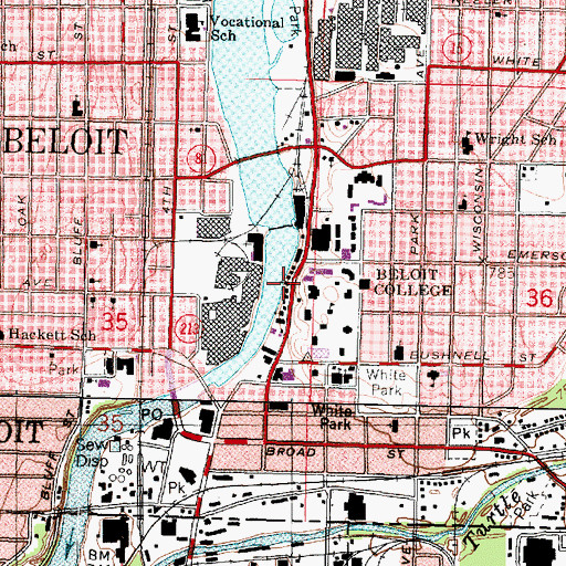 Topographic Map of Wesley Methodist Church, WI