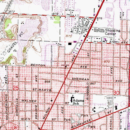 Topographic Map of Wesleyan Methodist Church, WI