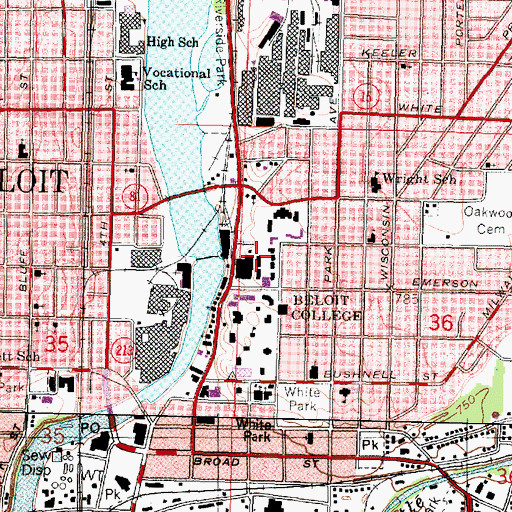 Topographic Map of Wood Hall, WI