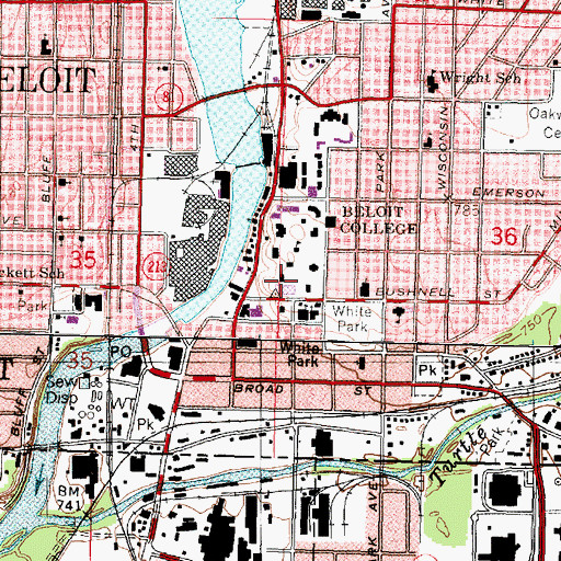 Topographic Map of Wright Museum of Art, WI