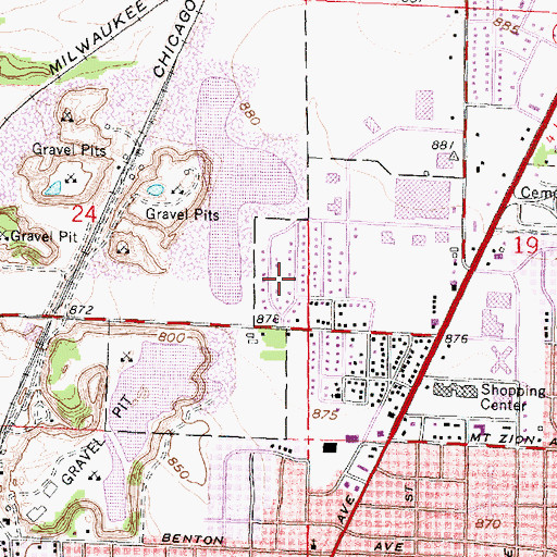 Topographic Map of Zonta Park, WI