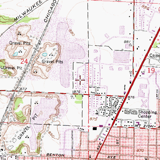 Topographic Map of Zonta Park, WI
