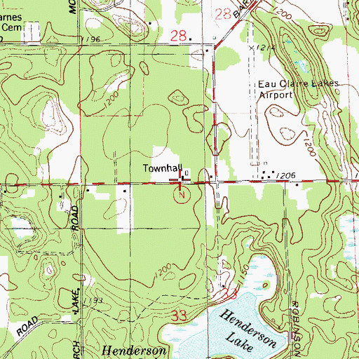 Topographic Map of Barnes Townhall, WI