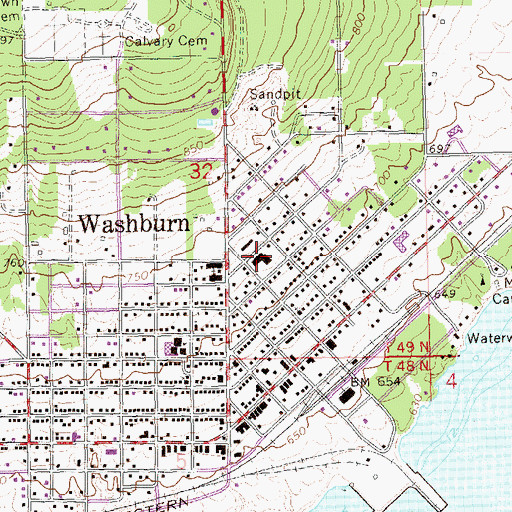 Topographic Map of Bayfield County Courthouse, WI