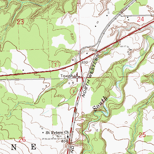 Topographic Map of Keystone Townhall, WI