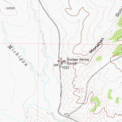 Topographic Map of Rocker Seven Ranch, CO