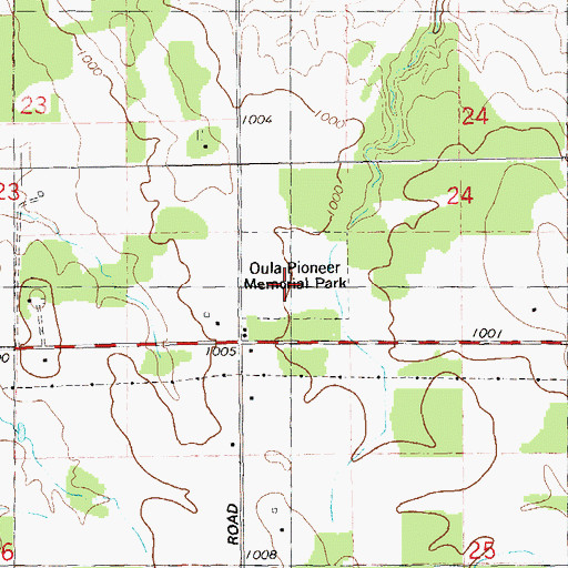 Topographic Map of Oula Pioneer Memorial Park, WI
