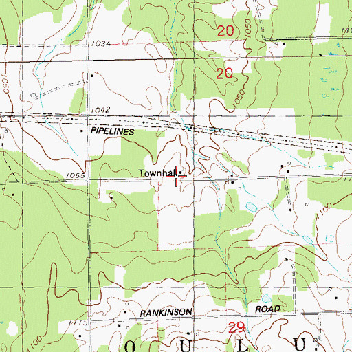 Topographic Map of Oulu Townhall, WI