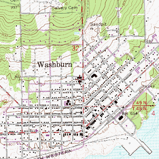 Topographic Map of Saint Louis Catholic Church, WI