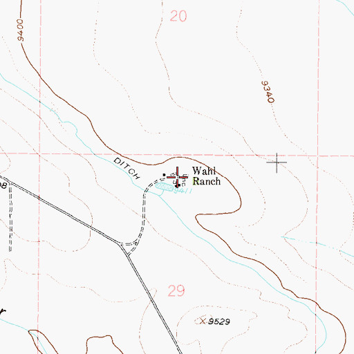 Topographic Map of Wahl Ranch, CO