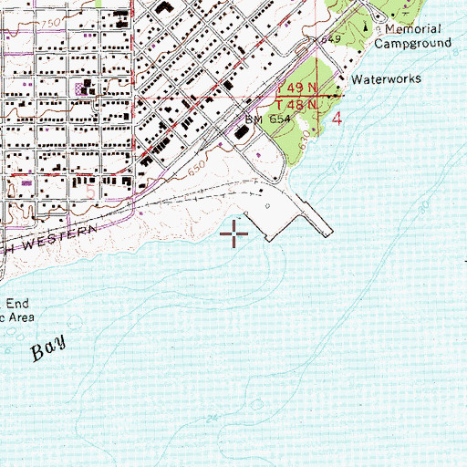 Topographic Map of Washburn Marina, WI